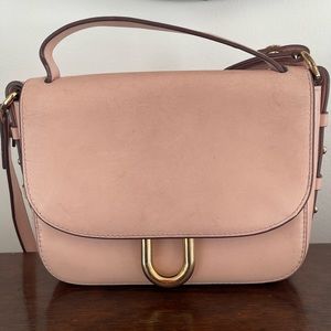 J Crew Harper Powder Pink Leather Crossbody Bag with Gold Accent